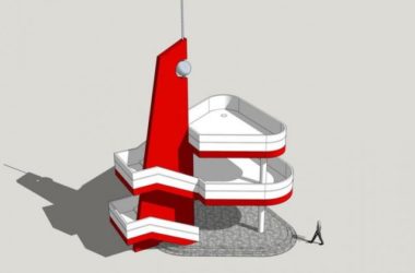 Sketchup素材模型|现代风格景观塔观景台,景观素材组件-BIM建筑网