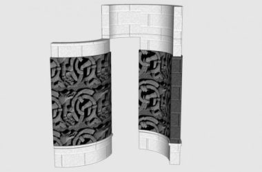 Sketchup素材模型|弧形景墙素材组件-BIM建筑网