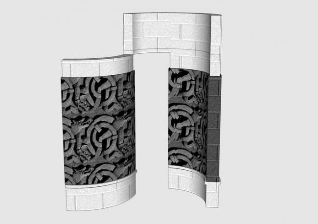 Sketchup素材模型|弧形景墙素材组件 Sketchup素材模型|弧形景墙素材组件