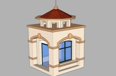 Sketchup小品模型|欧式保安亭保安室门卫岗亭素材组件,古典小品-BIM建筑网