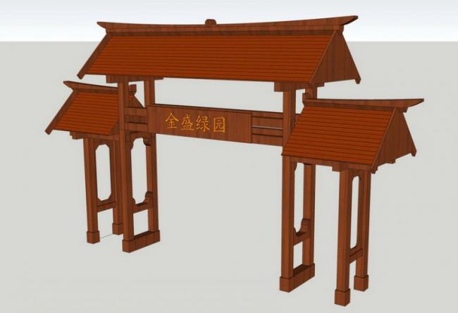Sketchup小品模型|景观大门小品,中式风格 Sketchup小品模型|景观大门小品,中式风格