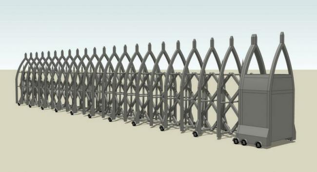 Sketchup素材模型|入口出口大门电动伸缩门 Sketchup素材模型|入口出口大门电动伸缩门