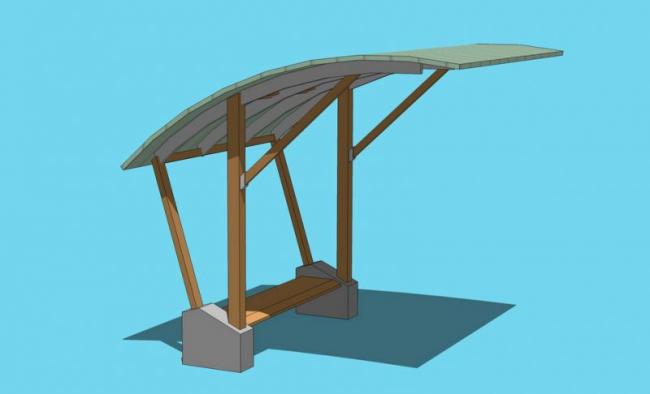 Sketchup素材模型|休闲小雨棚模型素材组件 Sketchup素材模型|休闲小雨棚模型素材组件