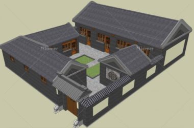 Sketchup住宅模型|多层四合院,中式风格,居住建筑-BIM建筑网