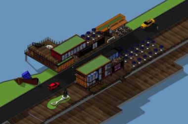 Sketchup车站路桥|多层游船码头,集装箱,现代风格,交通建筑-BIM建筑网
