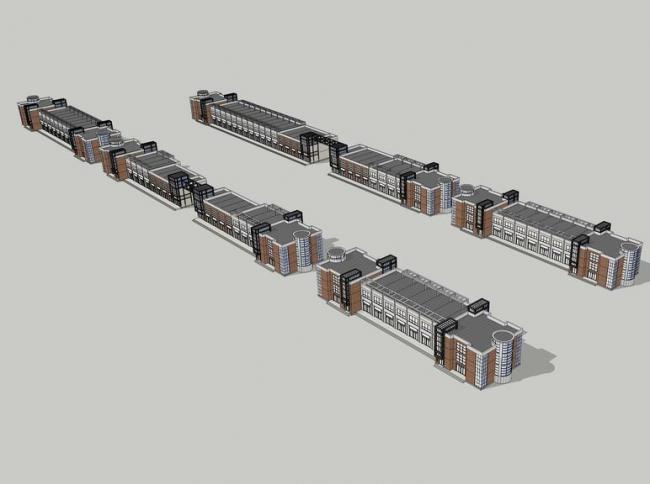 Sketchup商业模型|多层商业街,现代风格 Sketchup商业模型|多层商业街,现代风格