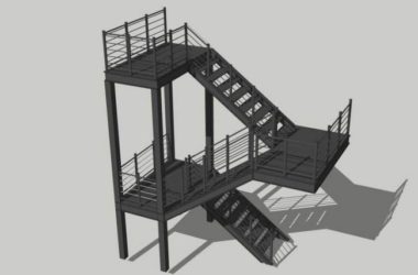 Sketchup素材模型|钢梯,楼梯,素材组件,现代风格-BIM建筑网