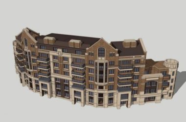 Sketchup住宅模型|多层民国商住楼,居住建筑,古典风格-BIM建筑网