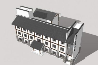 Sketchup住宅模型|多层住宅,居住建筑,中式风格,多层管理房-BIM建筑网
