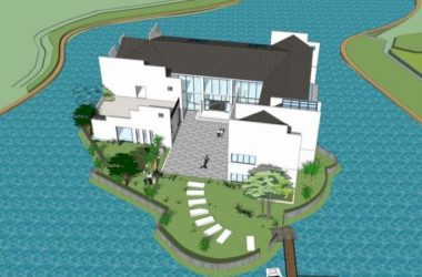 Sketchup文化模型|多层湖心茶室,中式风格-BIM建筑网