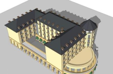 Sketchup酒店模型|多层拐角酒店,法式风格,古典风格-BIM建筑网