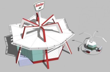 Sketchup车站路桥|小型加油站,交通建筑,现代风格-BIM建筑网