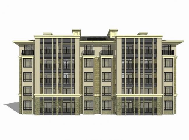 Sketchup住宅模型|简法式多层住宅,古典风格,居住建筑-BIM建筑网