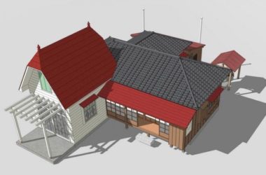 Sketchup住宅模型|KusakabeHouse，多层住宅，居住建筑，古典风格-BIM建筑网
