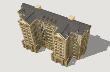 Sketchup住宅模型|小高层住宅，居住建筑，法式风格，古典风格-BIM建筑网