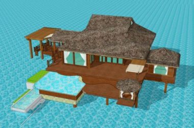Sketchup酒店模型|海上民宿,多层酒店,东南亚风格-BIM建筑网