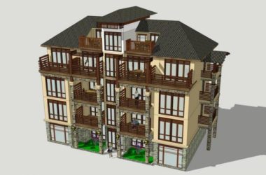 Sketchup住宅模型|多层住宅洋房，居住建筑，东南亚风格-BIM建筑网