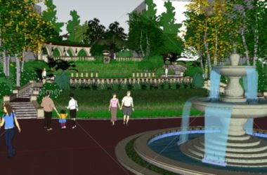 Sketchup景观模型|龙湖景观园林,庭院中心景观,古典风格-BIM建筑网