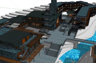Sketchup酒店模型|多层酒店,山地旅馆,现代风格-BIM建筑网
