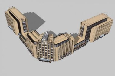 Sketchup酒店模型|多层酒店,古典风格,ArtDeco风格-BIM建筑网
