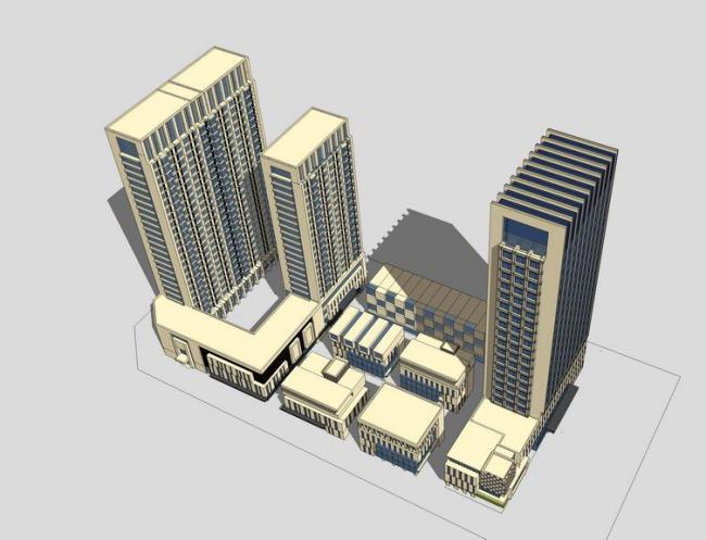 Sketchup办公模型|高层办公楼,新古典风格 Sketchup办公模型|高层办公楼,新古典风格