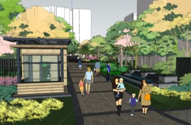 Sketchup景观模型|住宅景观,小区景观,现代风格-BIM建筑网