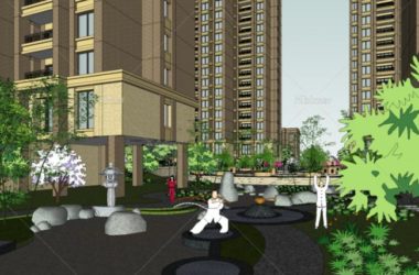 Sketchup住宅模型|高层住宅小区,景观园林,居住建筑,现代风格-BIM建筑网
