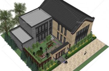 Sketchup商业模型|多层商业街，滨水，中式风格，古建-BIM建筑网