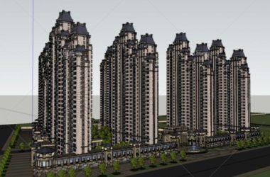 Sketchup住宅模型|高层住宅,底商,欧式古典风格,居住建筑-BIM建筑网