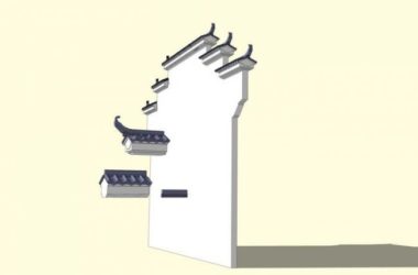 Sketchup素材模型|徽派马头墙su模型素材组件-BIM建筑网