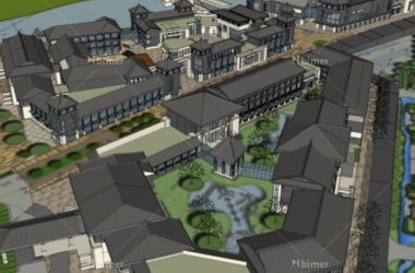 Sketchup酒店模型|多层度假村酒店,新中式风格-BIM建筑网