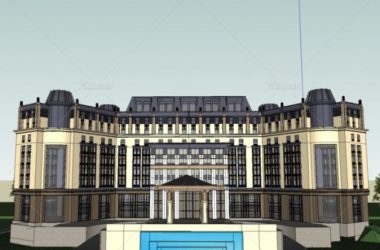 Sketchup酒店模型|多层酒店售楼处会所,新古典风格-BIM建筑网