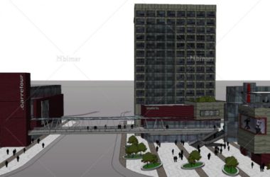 Sketchup综合体模型|多层高层混合综合体,商业步行街,现代风格-BIM建筑网