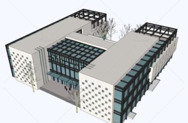 Sketchup文化模型|多层档案馆,图书馆,博物馆,新中式风格,文化建筑-BIM建筑网