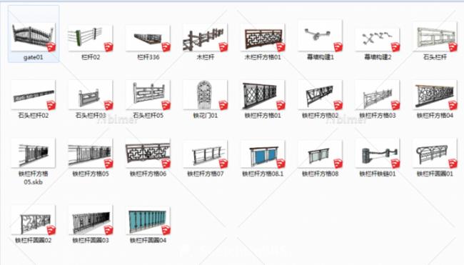 Sketchup素材模型|栏杆合集素材组件模型 Sketchup素材模型|栏杆合集素材组件模型