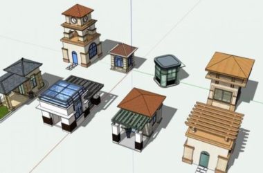 Sketchup小品模型|保安亭门卫保安室岗亭模型素材组件,小品-BIM建筑网