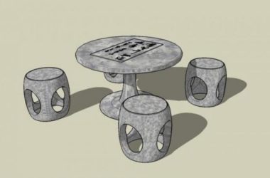 Sketchup素材模型|石桌石凳古建模型素材组件,中式风格-BIM建筑网