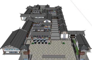 Sketchup商业模型|多层商业街，中式风格，古建-BIM建筑网