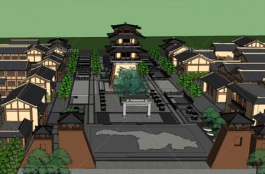 Sketchup商业模型|多层商业街,仿古,中式风格-BIM建筑网