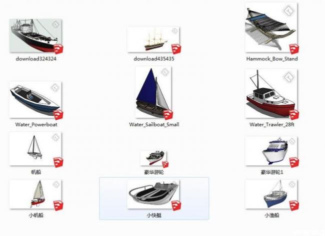Sketchup素材模型|精致船模型素材组件 Sketchup素材模型|精致船模型素材组件