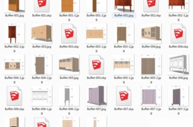 Sketchup素材模型|餐边柜SU素材,建筑模型组件素材-BIM建筑网