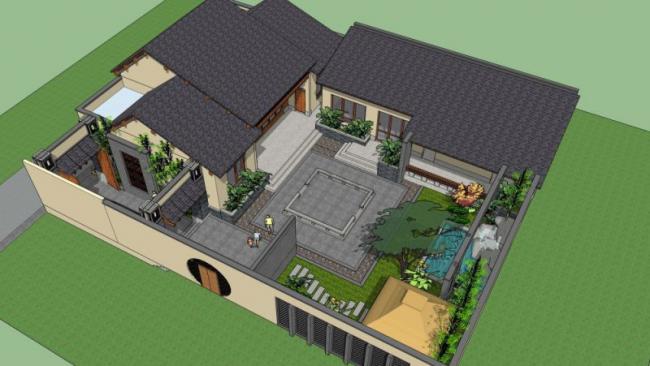 Sketchup酒店模型|多层民宿,中式风格 Sketchup酒店模型|多层民宿,中式风格