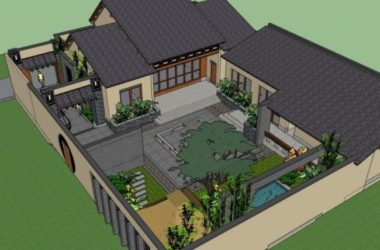 Sketchup酒店模型|多层民宿,中式风格-BIM建筑网
