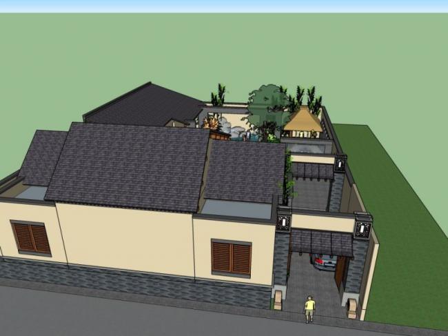 Sketchup酒店模型|多层民宿,中式风格 Sketchup酒店模型|多层民宿,中式风格