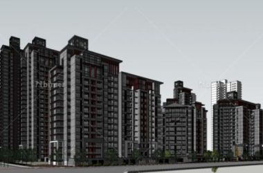 Sketchup住宅模型|中建西安大明宫,古典风格,高层住宅小区及景观庭院-BIM建筑网