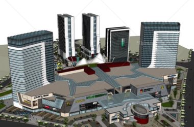 Sketchup综合体模型|多高层购物中心,商业综合体,现代风格-BIM建筑网