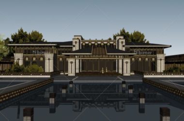 Sketchup商业模型|多层会所，现代中式风格-BIM建筑网