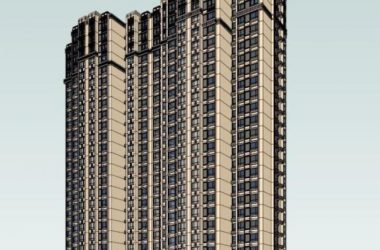 Sketchup住宅模型|高层住宅,一梯五户,居住建筑,西方新古典风格-BIM建筑网