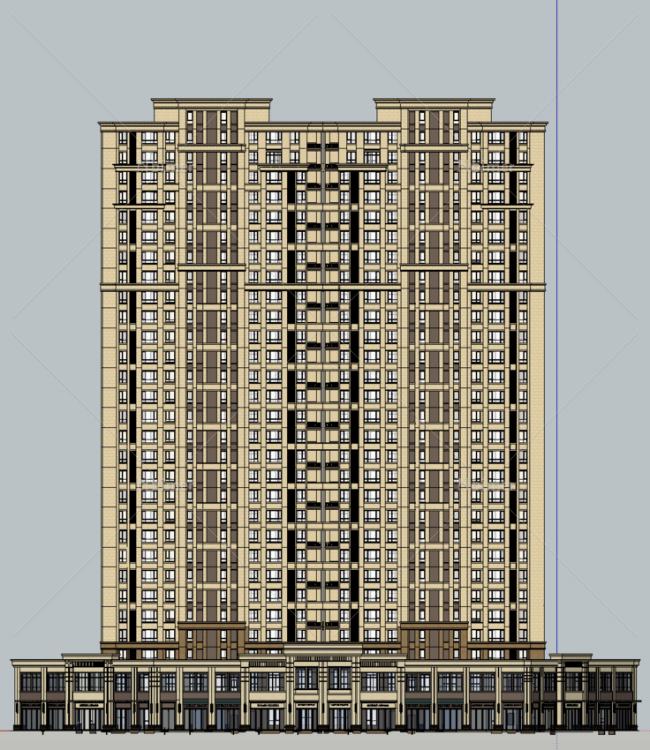 Sketchup住宅模型|高层住宅,新古典风格 Sketchup住宅模型|高层住宅,新古典风格