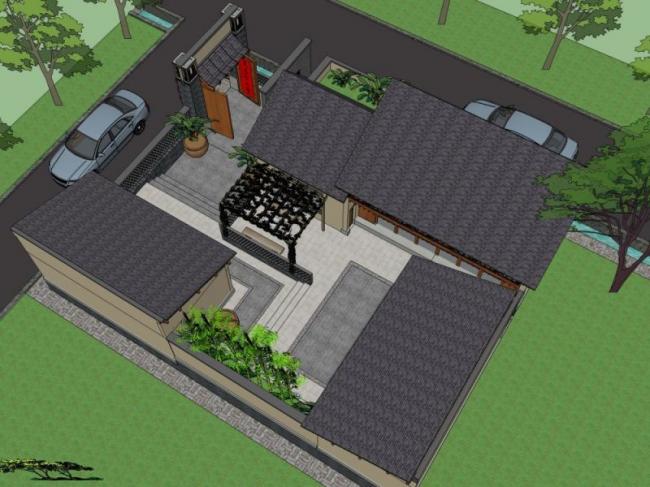 Sketchup住宅模型|多层民宿,中式风格 Sketchup住宅模型|多层民宿,中式风格